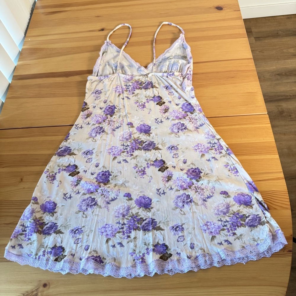 Hanna Babydoll Top Floral Butter Yellow Purple Slip Coquette Bow Detail Dainty M - Picture 6 of 9
